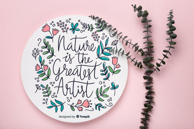 Free Lavender Branch Beside Paper Shape With Positive Message Psd