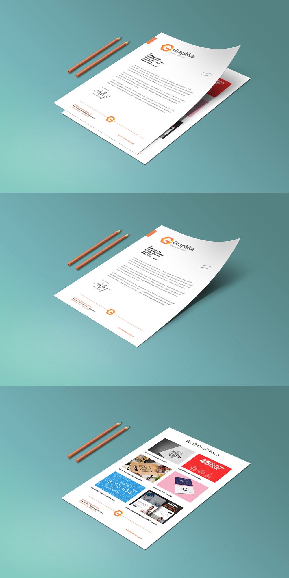 Free Letterhead And Paper Portfolio Mockup PSD