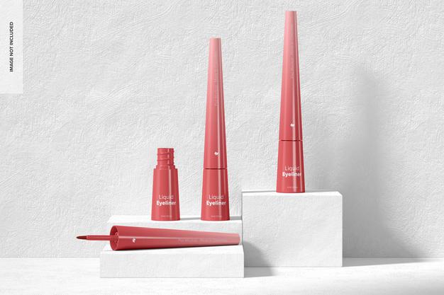 Free Liquid Eyeliners Set Mockup Psd