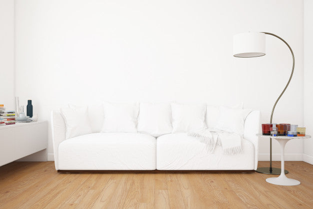 Free Living Room With Sofa Mockup And Decoration Elements Psd