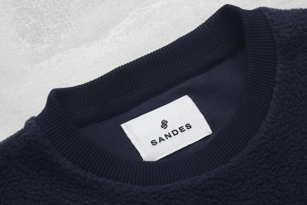 Free Logo Mockup Dark Blue Sweatshirt Label Psd