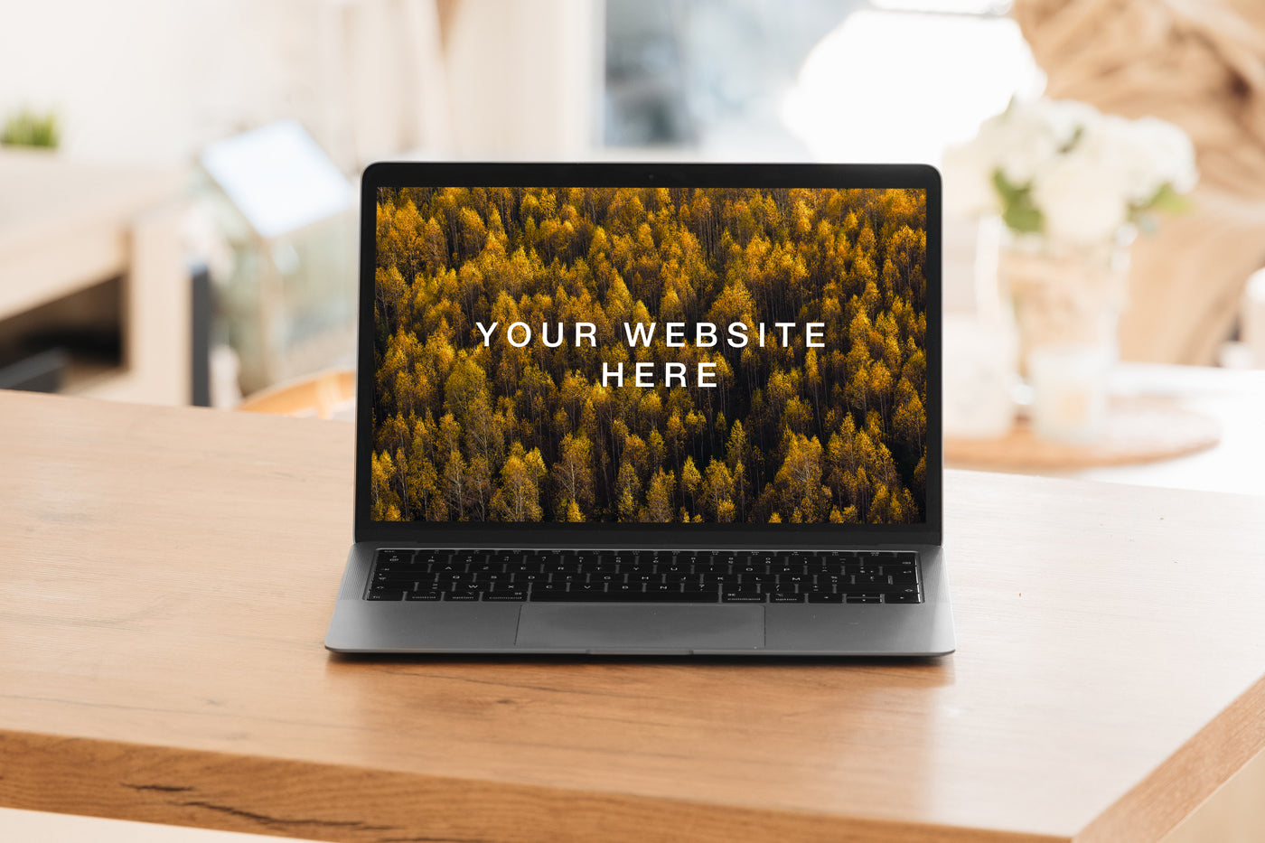 Free Macbook Air In Living Room Mockup