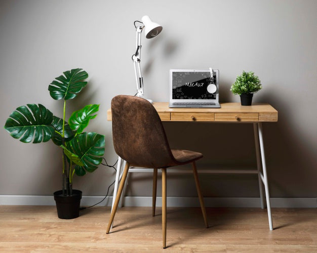 Free Macbook Mock-Up On Desk Psd