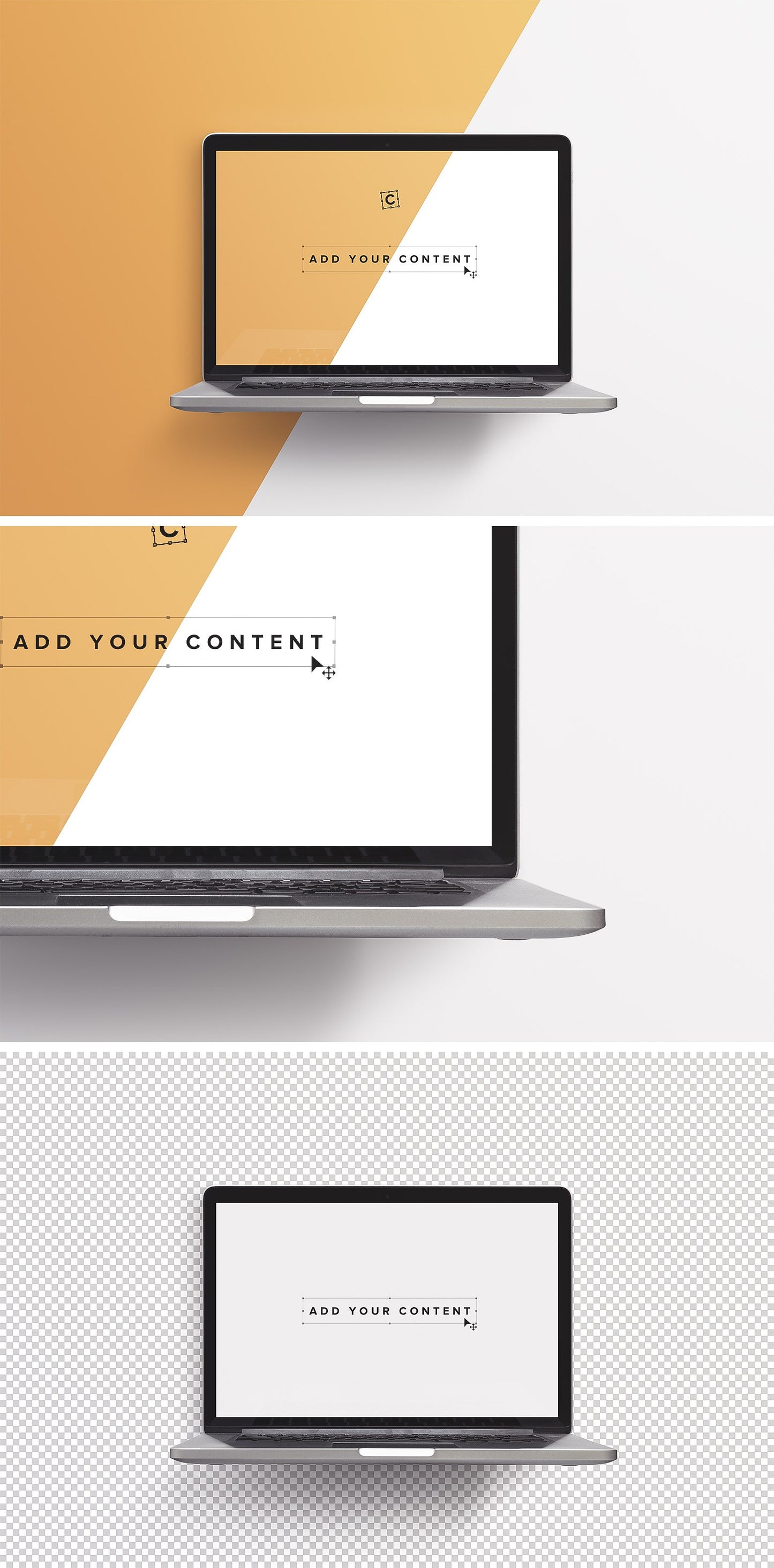 Free Front View of Modern Laptop Macnook Pro Mockup