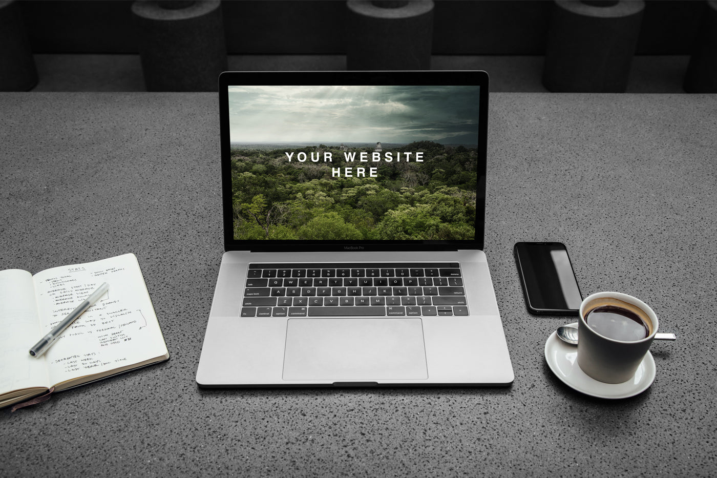 Free Macbook Pro Workspace Mockup