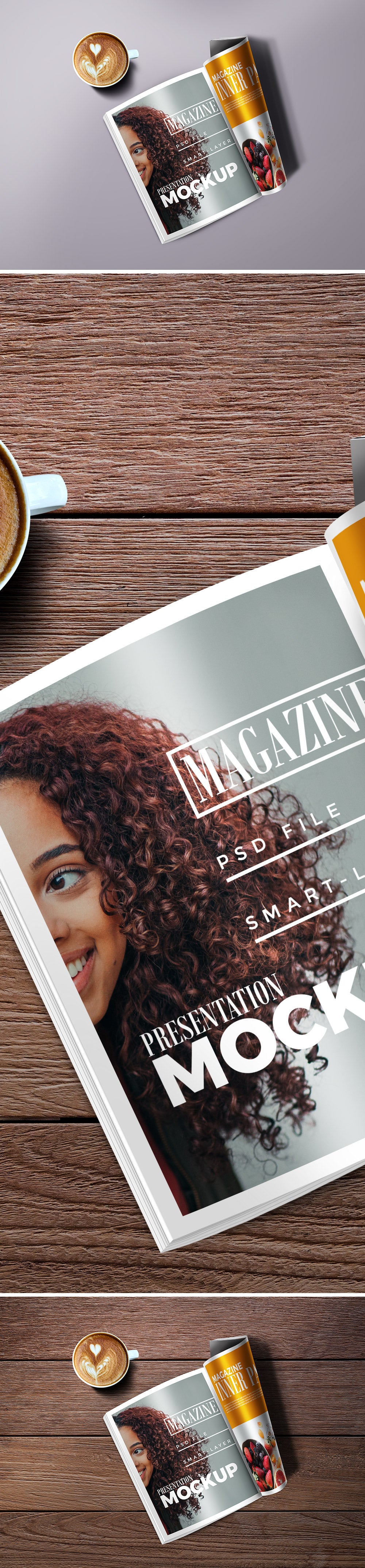 Free Golden Design Magazine Mockup PSD