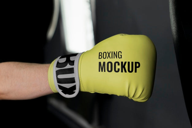 Free Man Wearing Boxing Gloves Mock-Up Psd