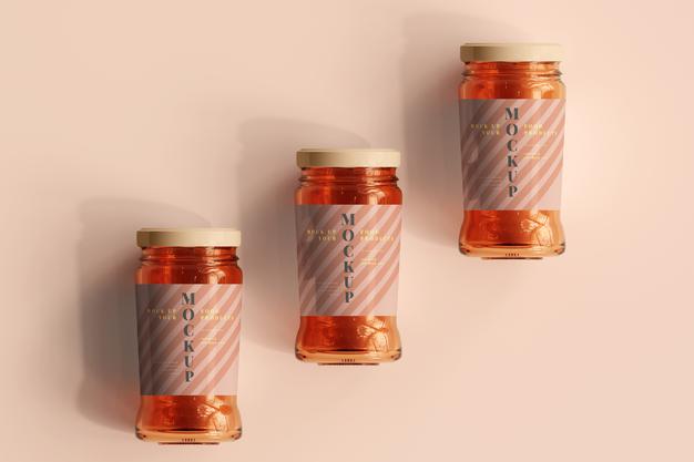 Free Marmalade Glass Jars Mockup Psd
