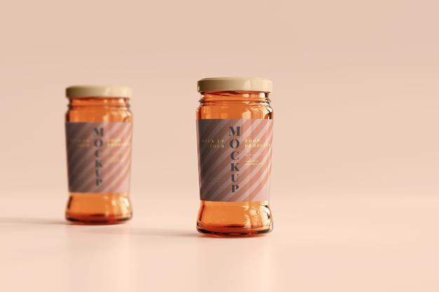 Free Marmalade Glass Jars Mockup Psd