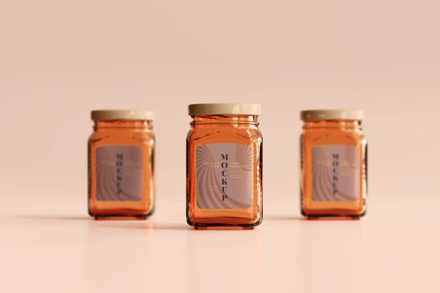 Free Marmalade Glass Jars Mockup Psd