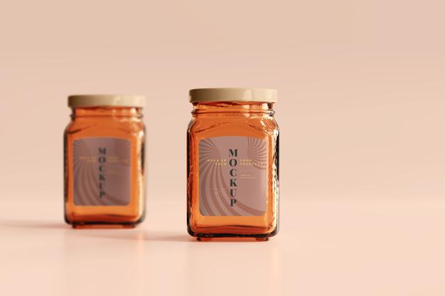 Free Marmalade Glass Jars Mockup Psd