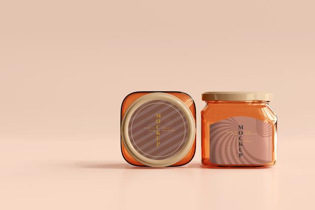 Free Marmalade Glass Jars Mockup Psd