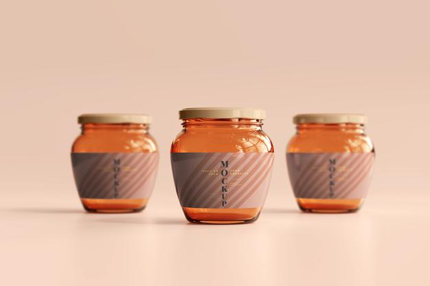 Free Marmalade Glass Jars Mockup Psd