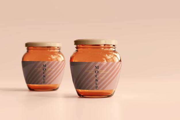 Free Marmalade Glass Jars Mockup Psd
