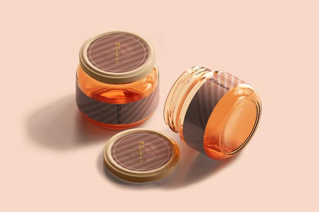 Free Marmalade Glass Jars Mockup Psd