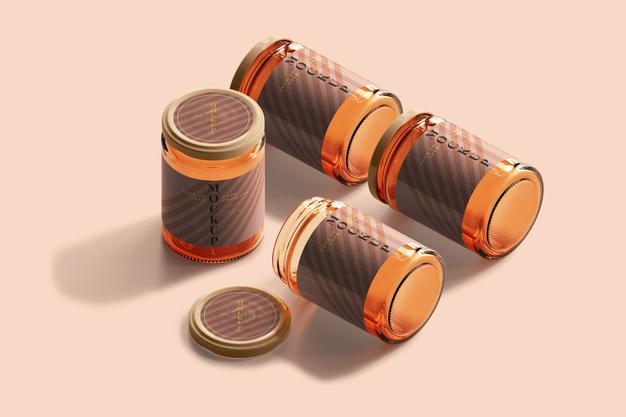 Free Marmalade Glass Jars Mockup Psd