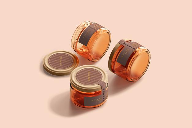 Free Marmalade Glass Jars Mockup Psd