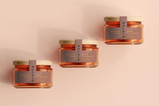 Free Marmalade Glass Jars Mockup Psd