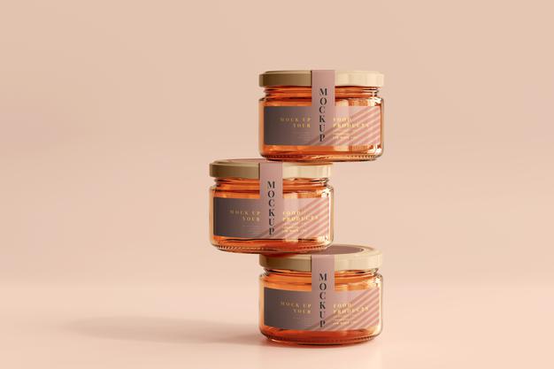 Free Marmalade Glass Jars Mockup Psd