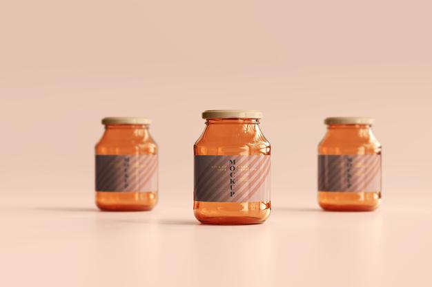 Free Marmalade Glass Jars Mockup Psd