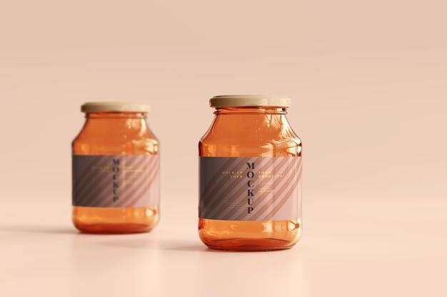 Free Marmalade Glass Jars Mockup Psd