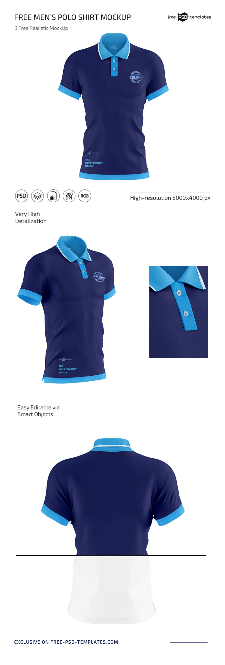 Free Men’S Polo Shirt Mockup