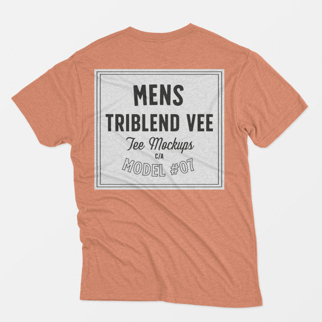 Free Mens Triblend Vee Tee Mockup 07 Psd