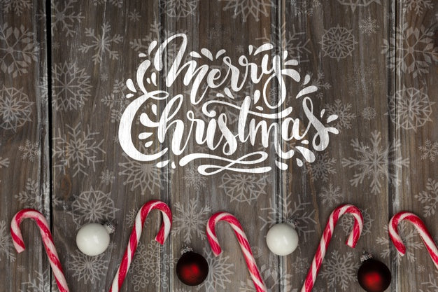 Free Merry Christmas Message Beside Candy Cane Psd