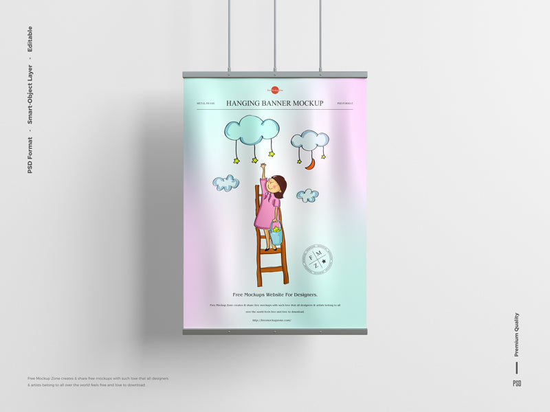 Free Metal Frame Hanging Banner Mockup