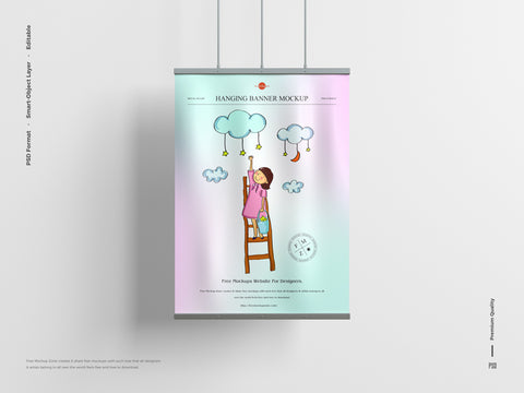 Free Metal Frame Hanging Banner Mockup