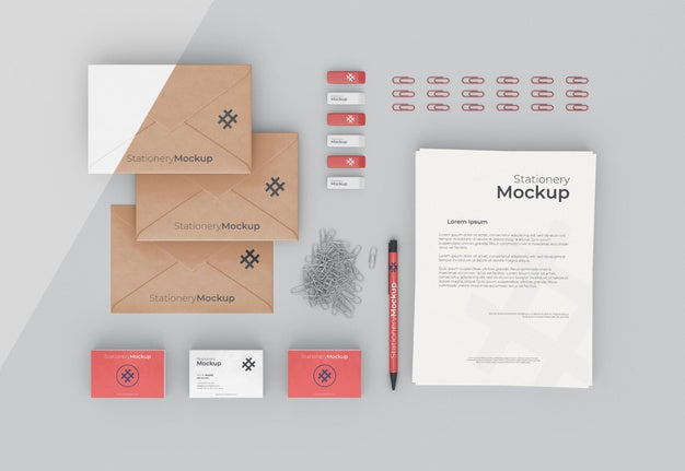 Free Minimal Stationery Objects Assortment Psd