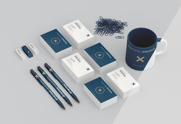 Free Minimal Stationery Objects Assortment Psd