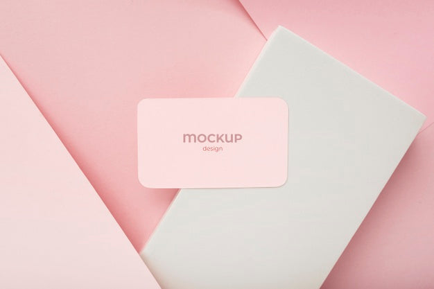 Free Minimalist Business Card Mockup Composition On Geometric Background With Pink And White Colors Psd