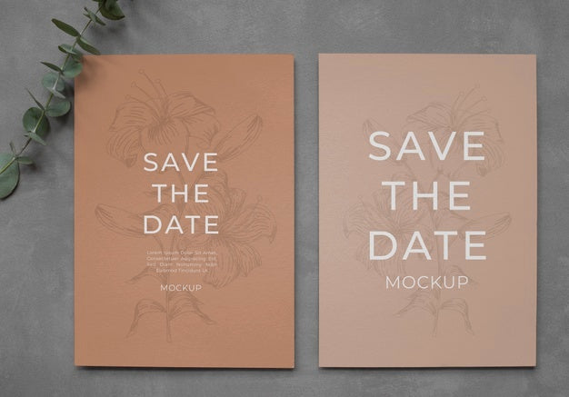 Free Minimalist Save The Date Stationary Mockup Psd