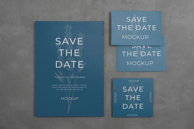 Free Minimalist Save The Date Stationary Mockup Psd