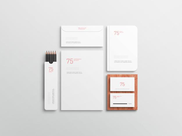 Free Minimalist White Stationary Set Mockup Psd