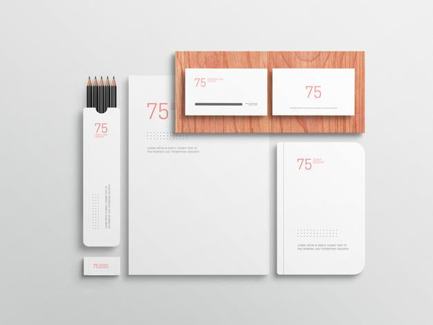 Free Minimalist White Stationary Set Mockup Psd