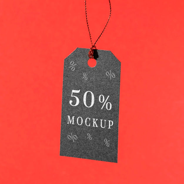 Free Mock-Up Black Friday Price Tag Hanging Psd