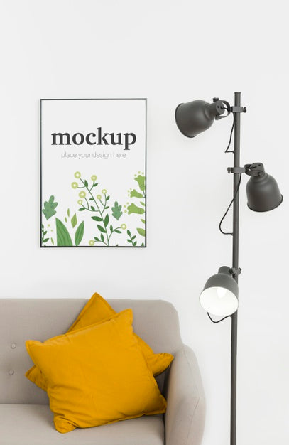 Free Mock-Up Frame Above Couch Psd