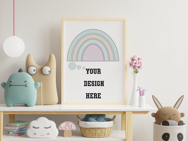 Free Mock Up Poster Frame In Children'S Room Psd
