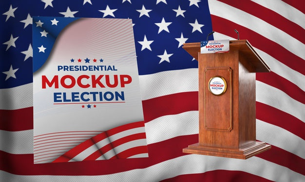 Free Mock-Up Presidential Election Podium And Poster For United States Psd