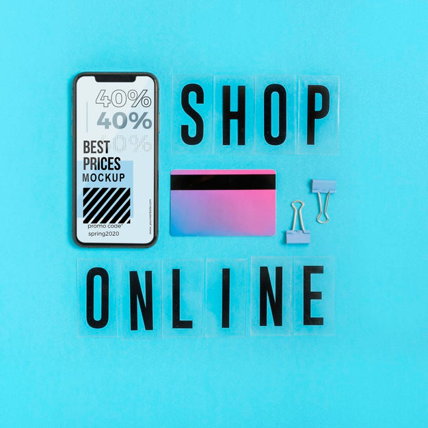 Free Mock-Up Shoppings Device And Card Psd