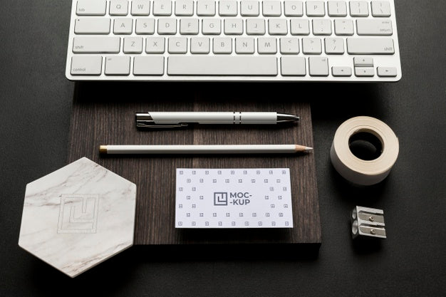 Free Mock-Up Stationery On Wood Arrangement Psd