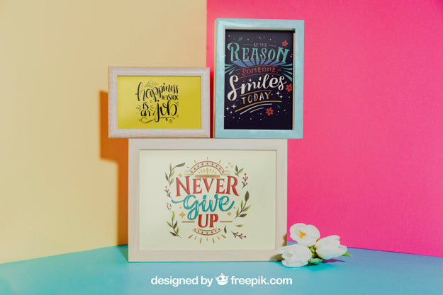 Free Mockup Of Three Frames Of Different Sizes Psd