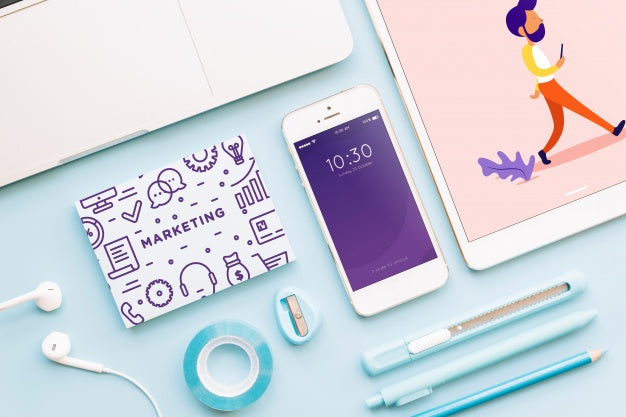 Free Mockup Of Various Devices With Creativity Or Workspace Concept Psd