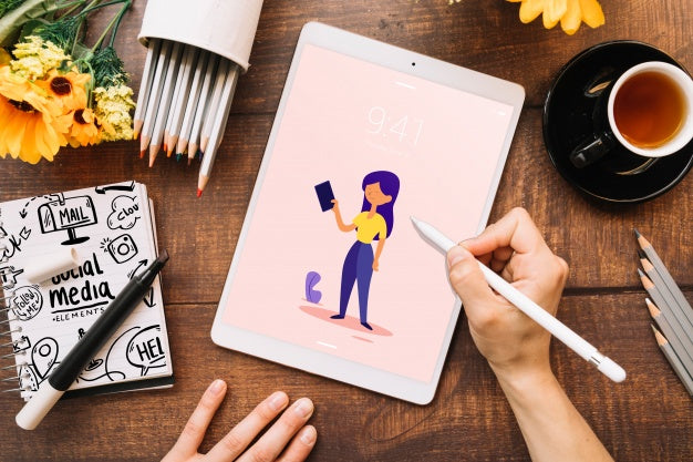 Free Mockup Of Various Devices With Creativity Or Workspace Concept Psd