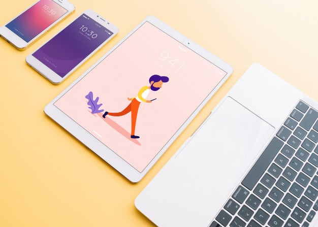 Free Mockup Of Various Devices With Creativity Or Workspace Concept Psd