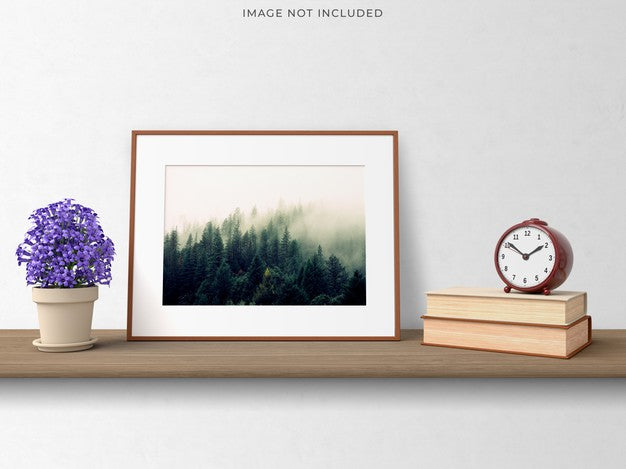 Free Mockup Poster Frame In The Empty Wooden Frame Standing On Living Room Modern Interior. Psd
