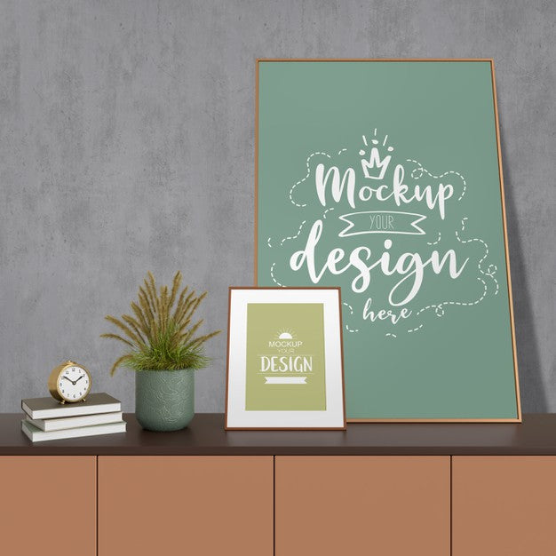 Free Mockup Poster Frame With Home Decorating In The Living Room Modern Interior. Psd