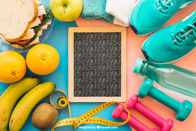 Free Mockup With Slate And Fitness Stuff Psd